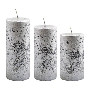 Silver Metallic Pillar Candle (12cm)