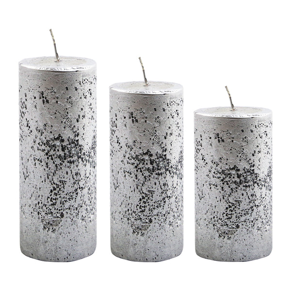 Silver Metallic Pillar Candle (12cm)