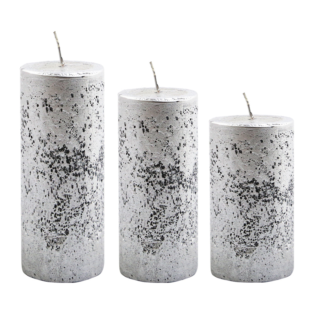 Nordic Silver Pillar Candle (15cm)