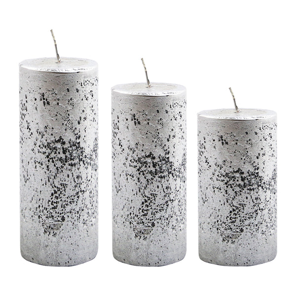 Nordic Silver Pillar Candle (15cm)