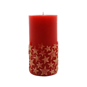 Ruby Star Pillar Candle (12cm)