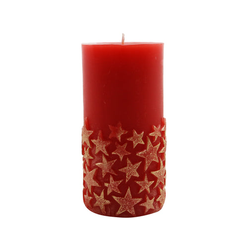 Ruby Star Pillar Candle (12cm)