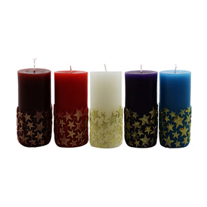 Lilac Star Pillar Candle (12cm)