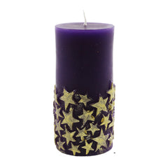 Lilac Star Pillar Candle (12cm)