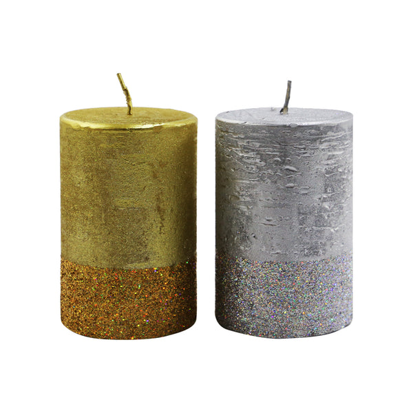 Silver Elegance Pillar Candle (10cm)