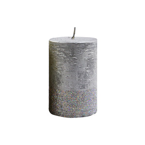 Silver Elegance Pillar Candle (10cm)