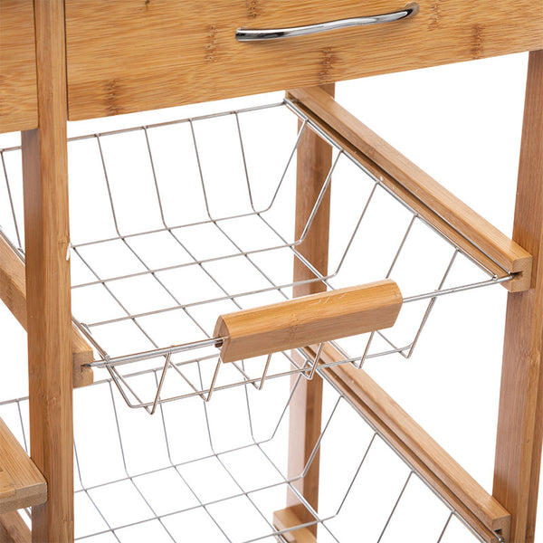Esla 7-Tier Trolley Bamboo Natural White (86 cm)