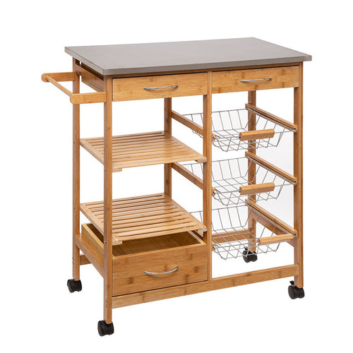 Esla 7-Tier Trolley Bamboo Natural White (86 cm)