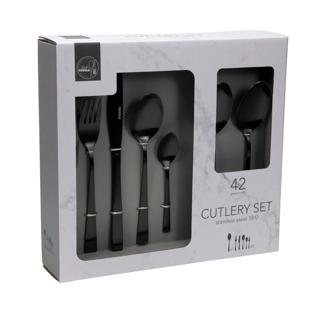 Black Cutlery Set 42pcs