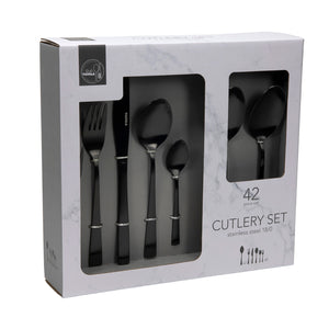Black Cutlery Set 42pcs