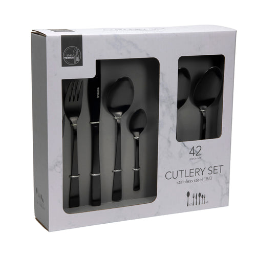 Black Cutlery Set 42pcs