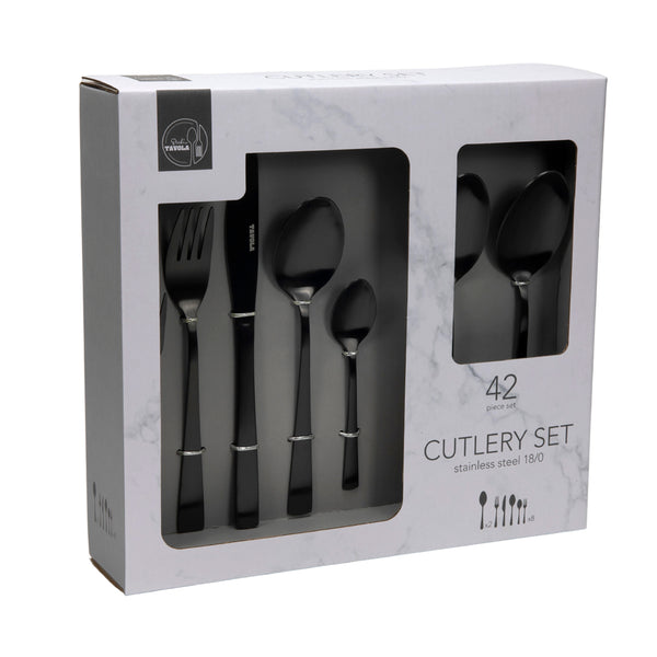 Black Cutlery Set 42pcs