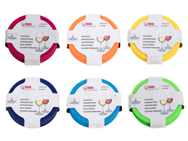 Coaster felt dia 10cm s/6 uni