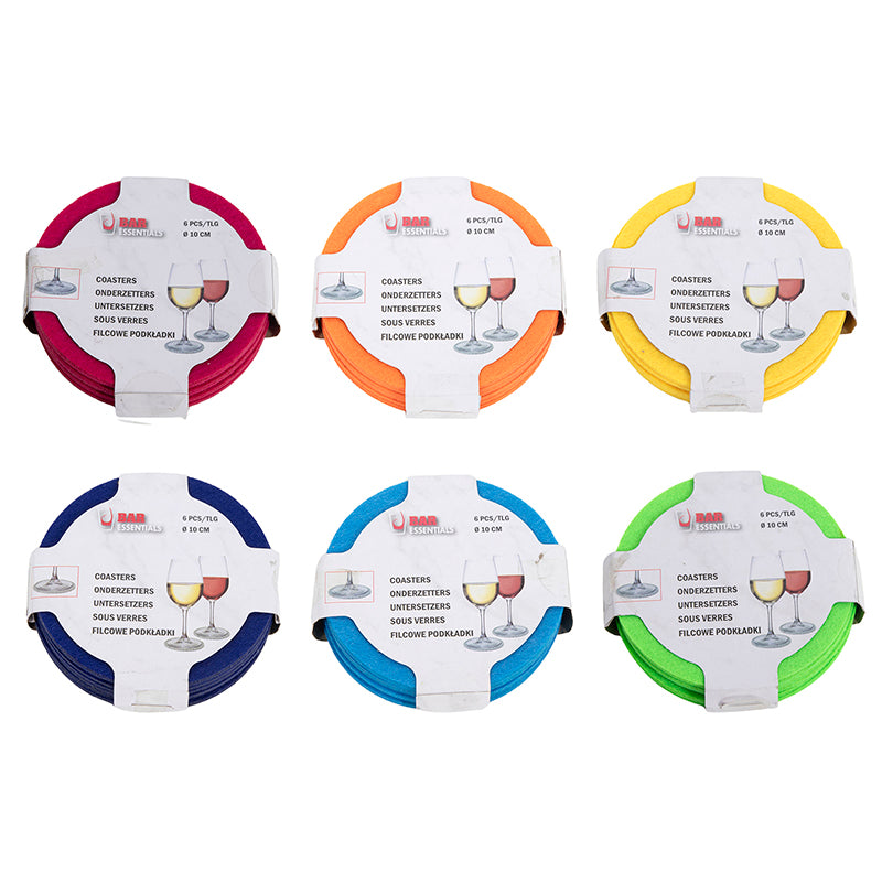 Coaster felt dia 10cm s/6 uni