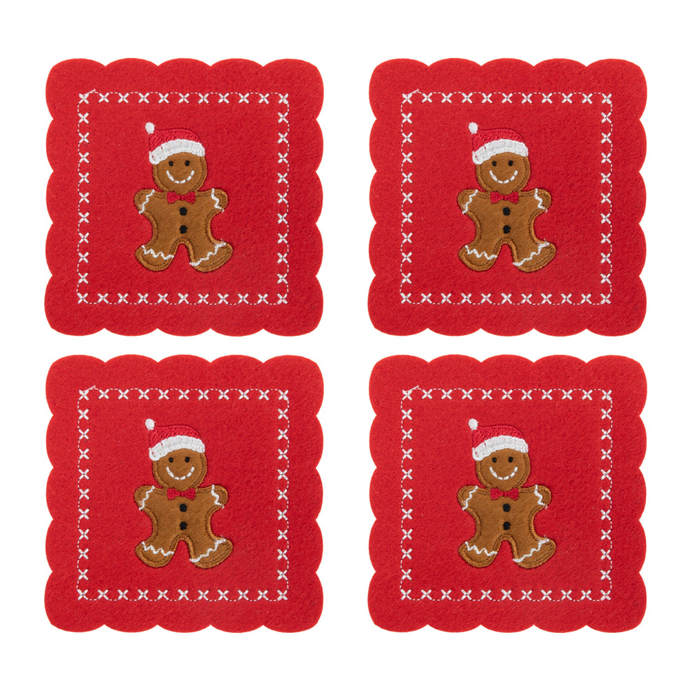 Red Gingermen Felt Coaster