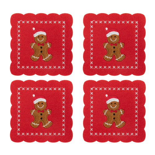 Red Gingermen Felt Coaster