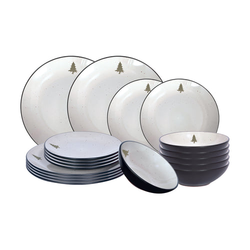 Black Matt Green Tree Crockery Set
