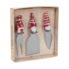 Red White Gnome Cheese Knives