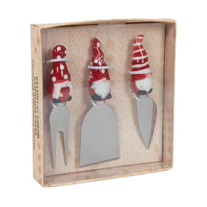 Red White Gnome Cheese Knives