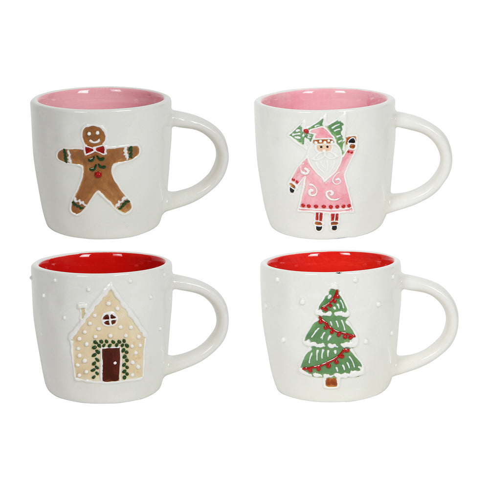 Red And Pink Inner Christmas Mug Pack of 4