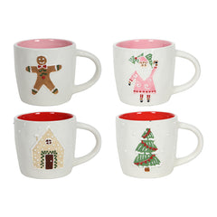 Red And Pink Inner Christmas Mug Pack of 4