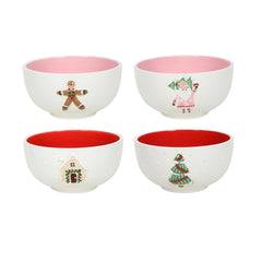 Red And Pink Inner Christmas Bowl Pack of 4