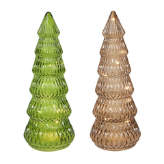 Battery Ribbed Glass LED Christmas Tree
