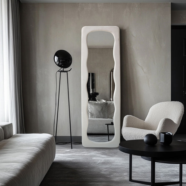 White Lezour Velvet Floor Mirror (170 cm)