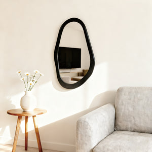 Baloa Oval MDF Wall Mirror in Black (80 cm)