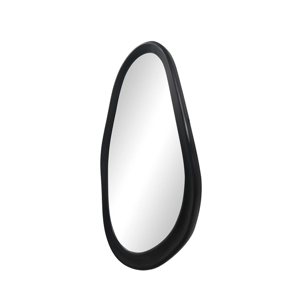 Baloa Oval MDF Wall Mirror in Black (80 cm)
