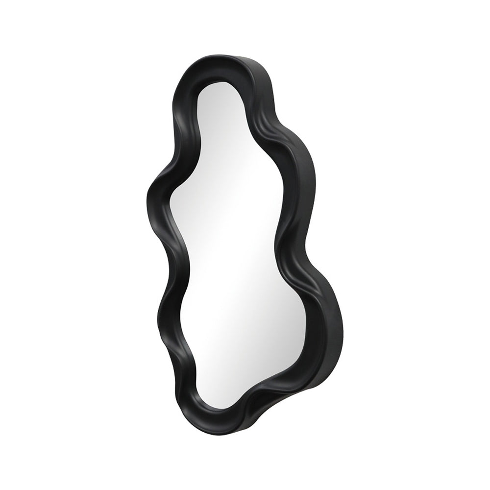 Liquid Asymmetrical PP Wall Mirror in Black (39 cm)