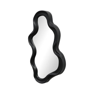 Liquid Asymmetrical PP Wall Mirror in Black (39 cm)