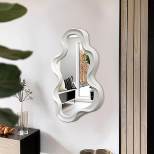 Liquid Asymmetrical PP Wall Mirror in White (39 cm)