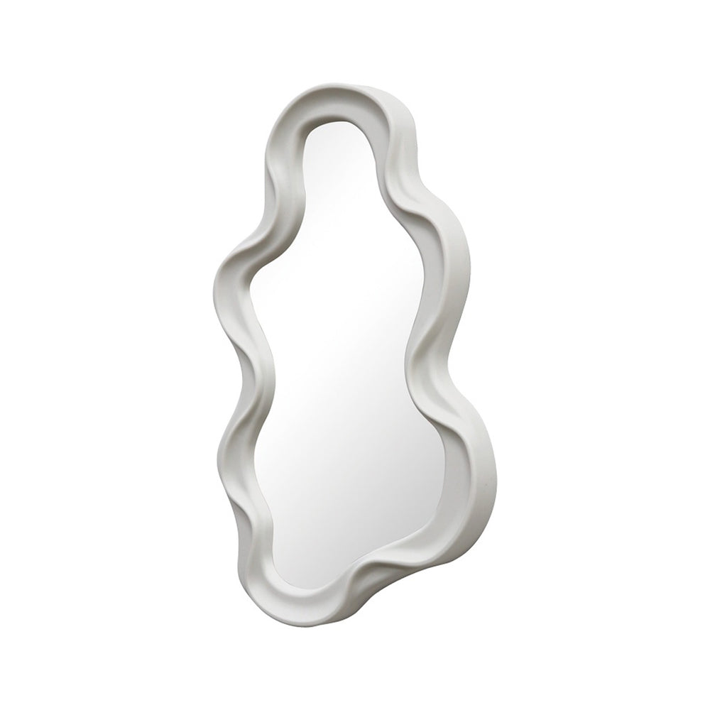 Liquid Asymmetrical PP Wall Mirror in White (39 cm)