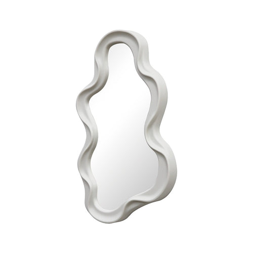 Liquid Asymmetrical PP Wall Mirror in White (39 cm)