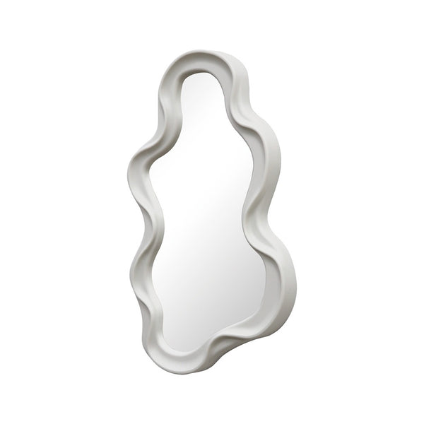 Liquid Asymmetrical PP Wall Mirror in White (39 cm)