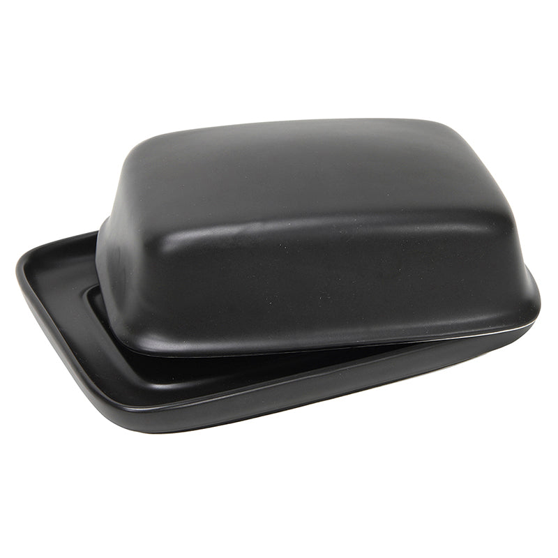 Butter dish ceramic 18x13.5x6cm matt black