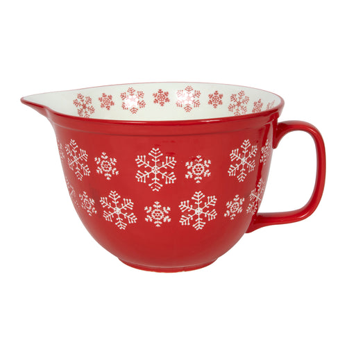 Red White Snowflake Mixing Bowl