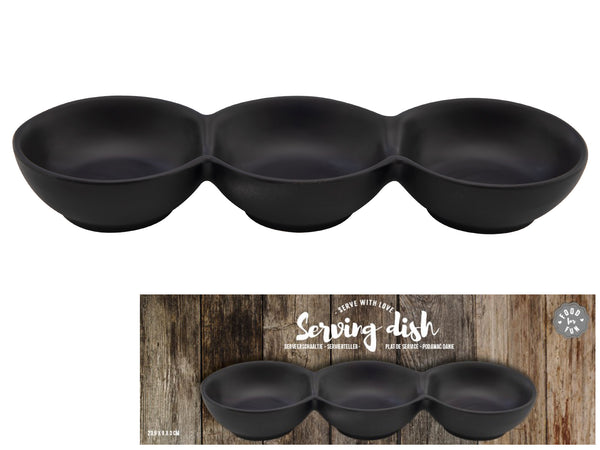 Dish 3x round 23.5x8cm black colorbox