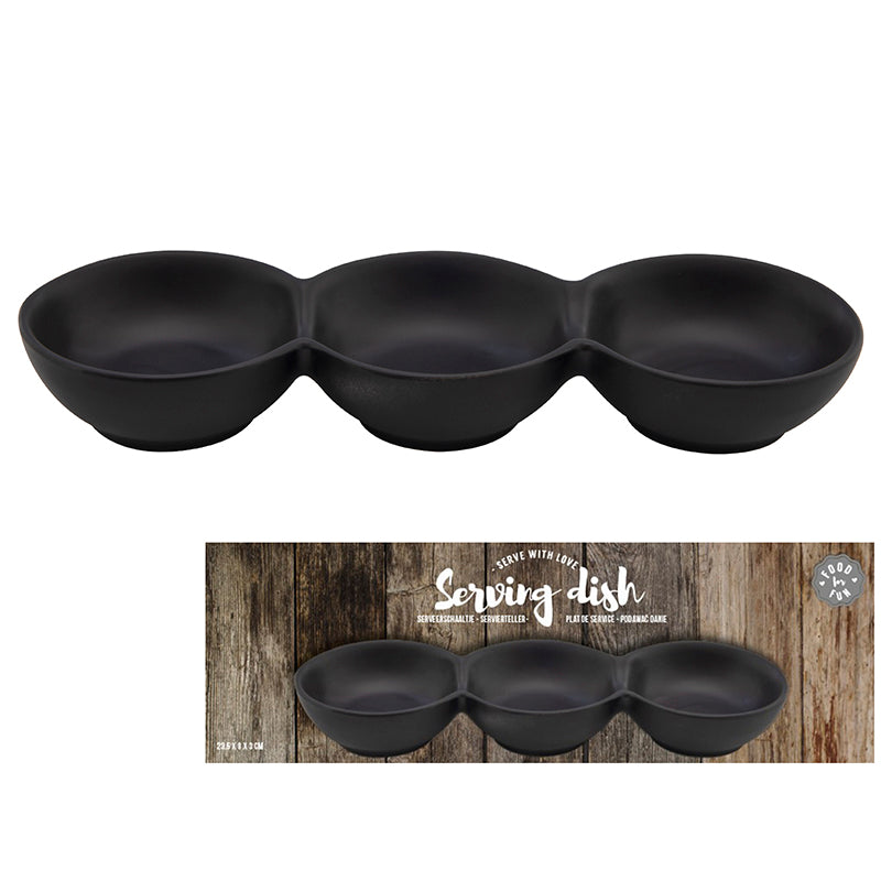 Dish 3x round 23.5x8cm black colorbox