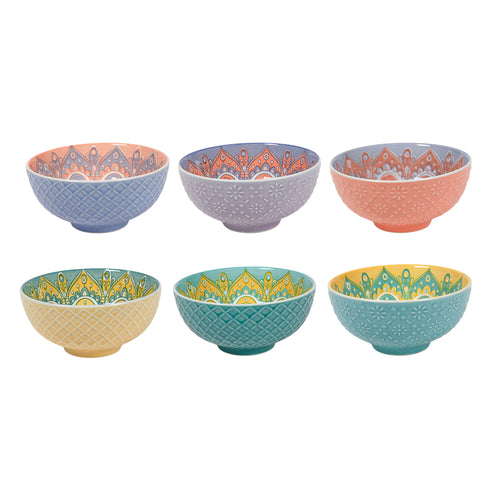 Turquoise Coral Mandala Bowl Pack Of 6
