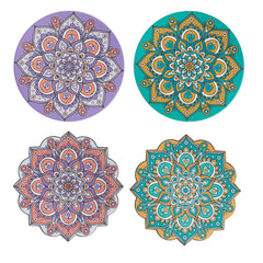 Ceramic Cork Mandala Coaster Pack of 6