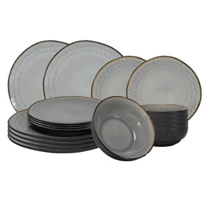 Kos Reactive Glaze Grey Dinner Set (18-Piece)