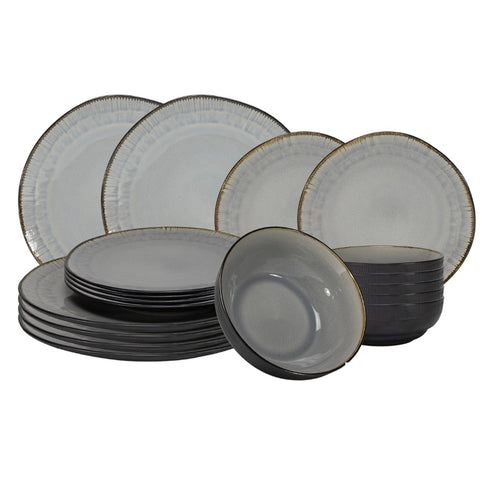 Kos Reactive Glaze Grey Dinner Set (18-Piece)