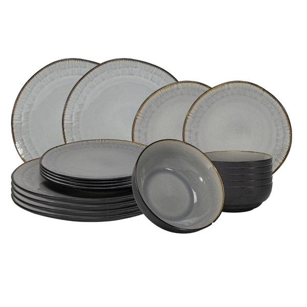 Kos Reactive Glaze Grey Dinner Set (18-Piece)