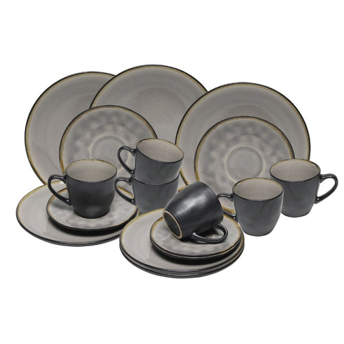 Kos Reactive Glaze Grey Coffee Set (18-Piece)