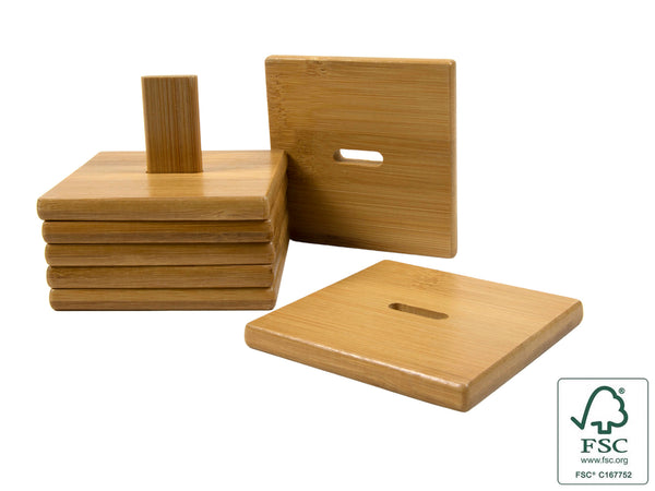 Bamboo coaster 8x8x0,8cm x6