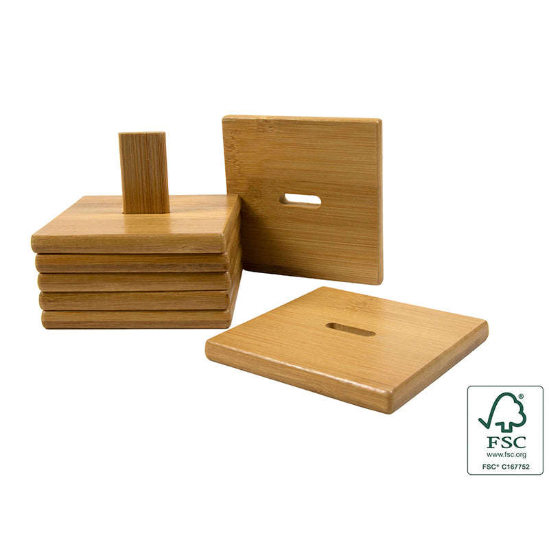 Bamboo coaster 8x8x0,8cm x6