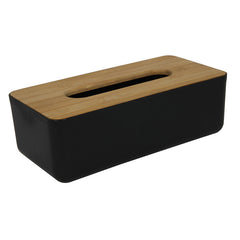 Tissue box black pp bamboo cover