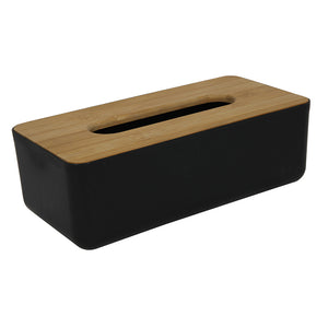 Tissue box black pp bamboo cover